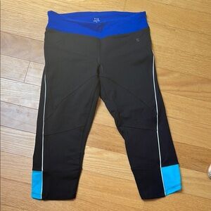 Black and Blue Cropped Athletic Pants